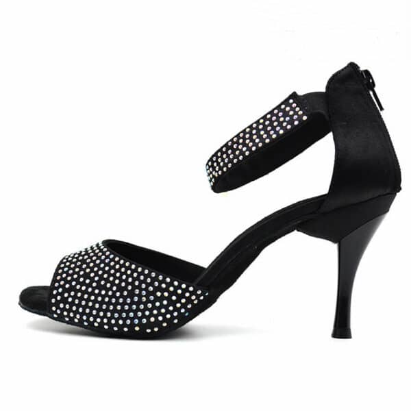 Black salsa shoes diamonds