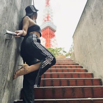 Mei wearing Anna sparkling dance shoes from Latin Dance Shoes Australia