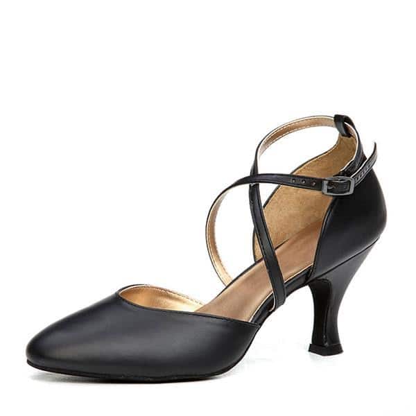 Black Leather Closed Ballroom Shoe