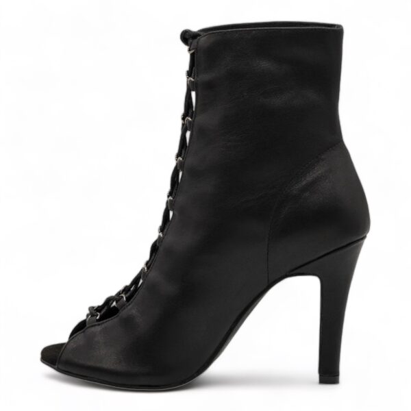 Black Lace Up Leather Boots High Heels - Best for dancing