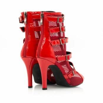 red patent leather ankle boots