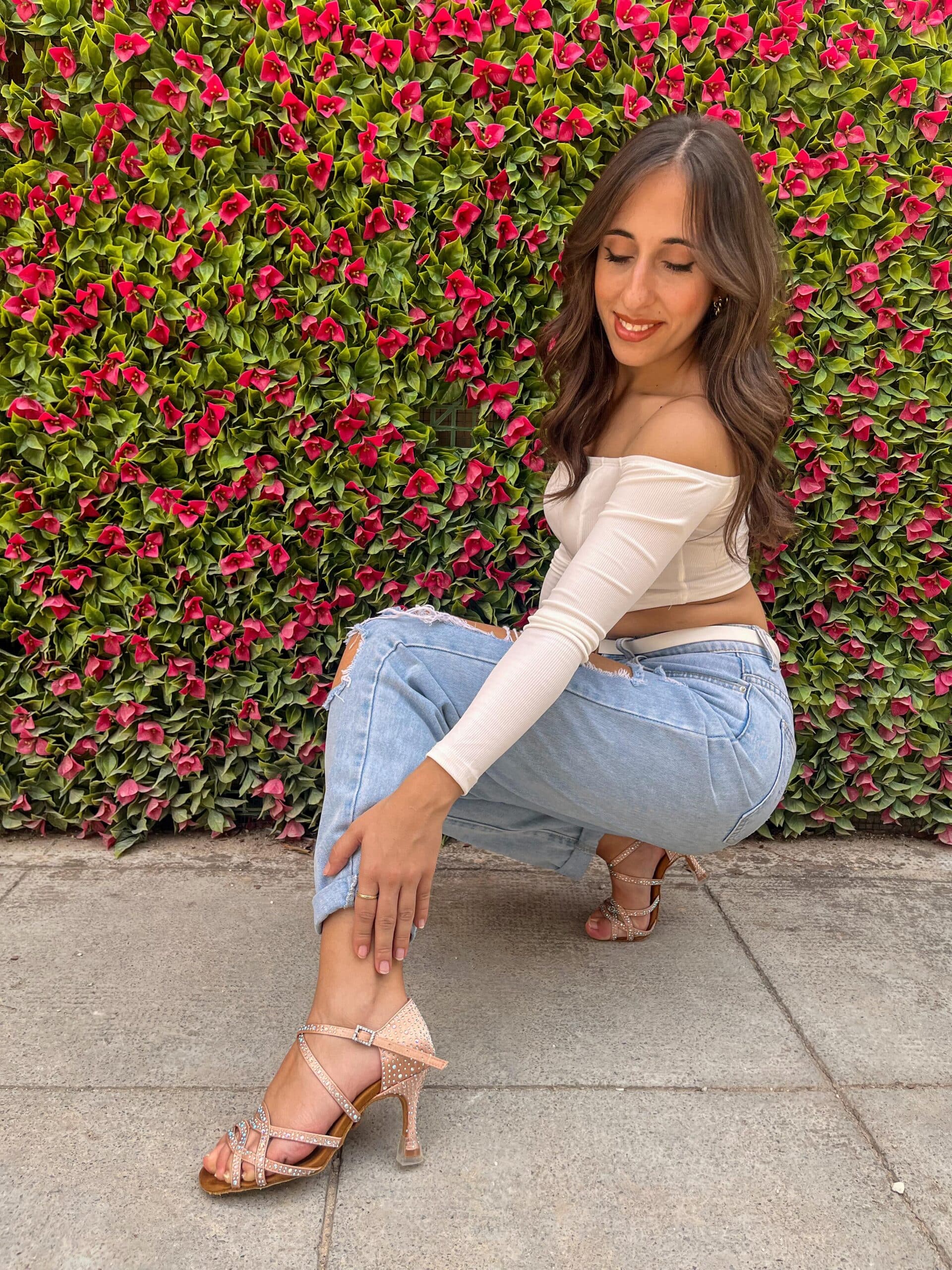 light brown salsa dance shoes with rhinestones from brand Latin Dance Shoes Australia