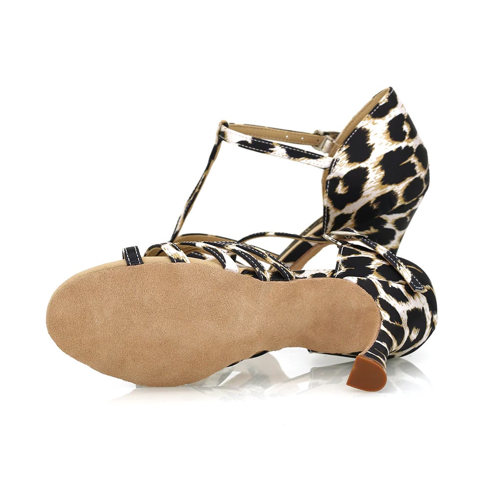 heels dance shoes with leopard print