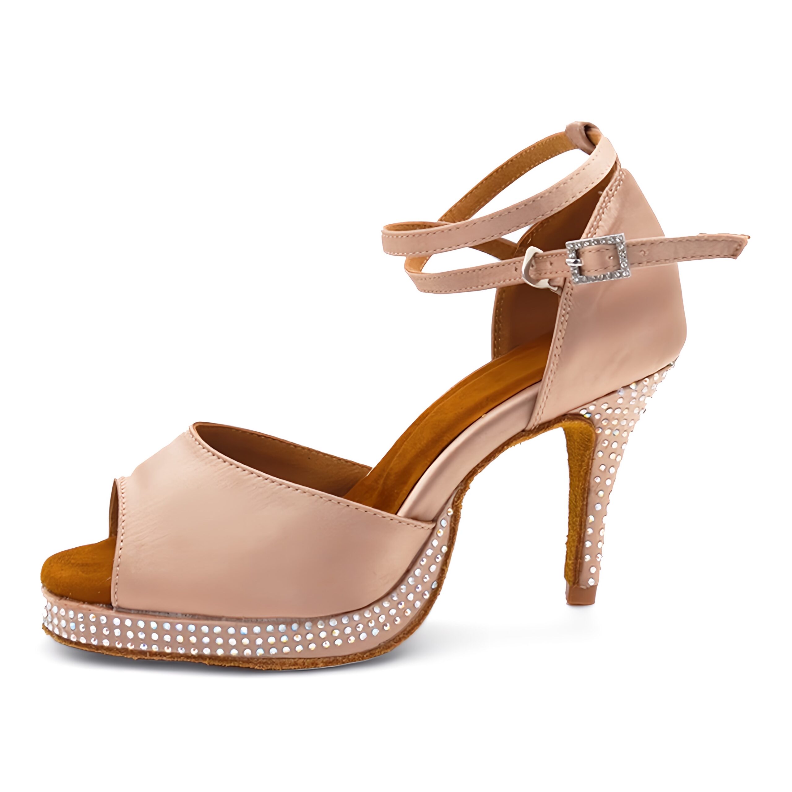 Platform heel dance shoes with rhinestones