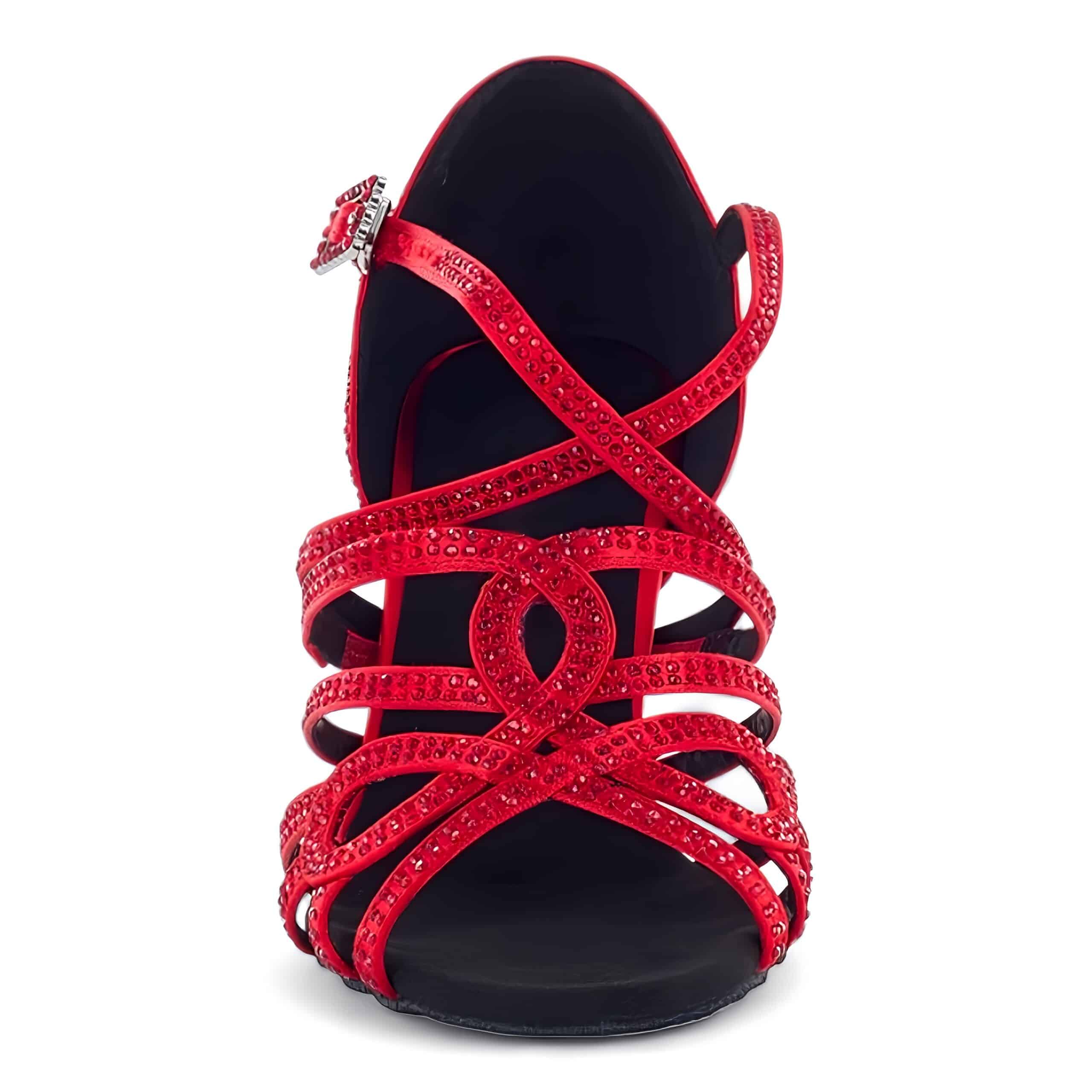 Red ankle strap dance shoes