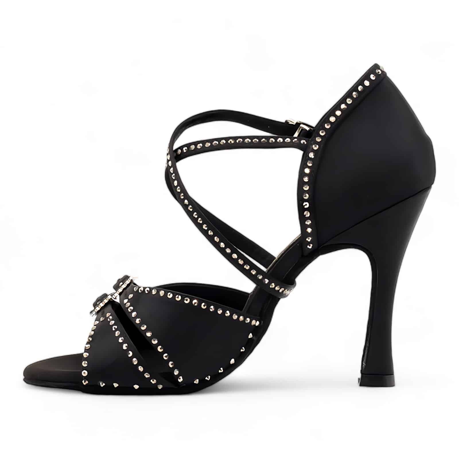 black latin shoes with rhinestones