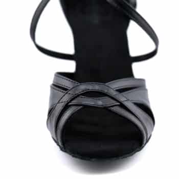 leather black dance hheels